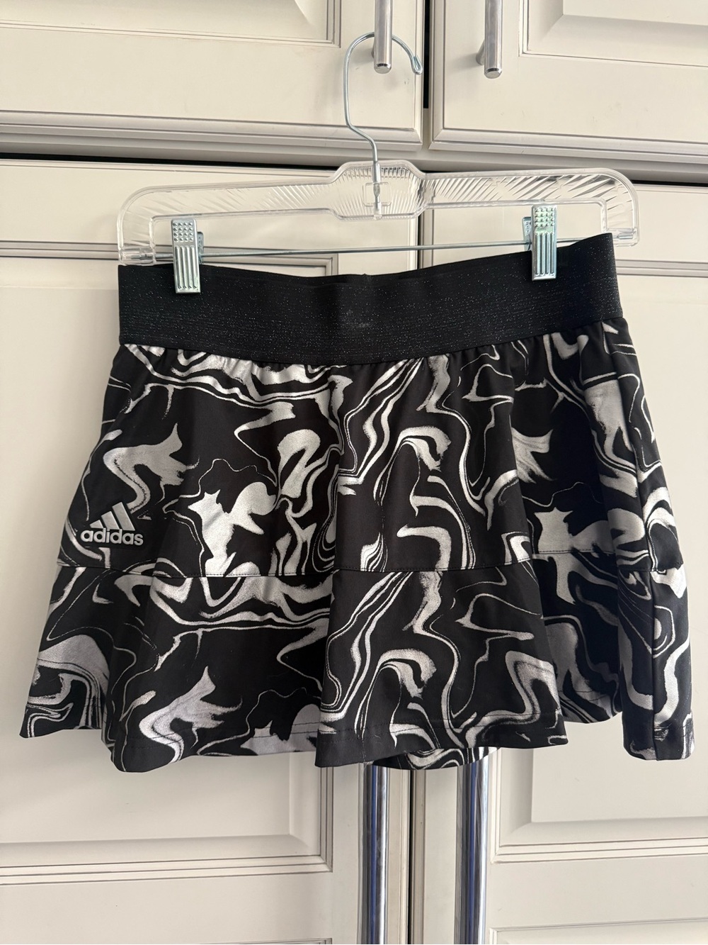 adidas Black and White Swirl Athletic Skirt with Attached Short